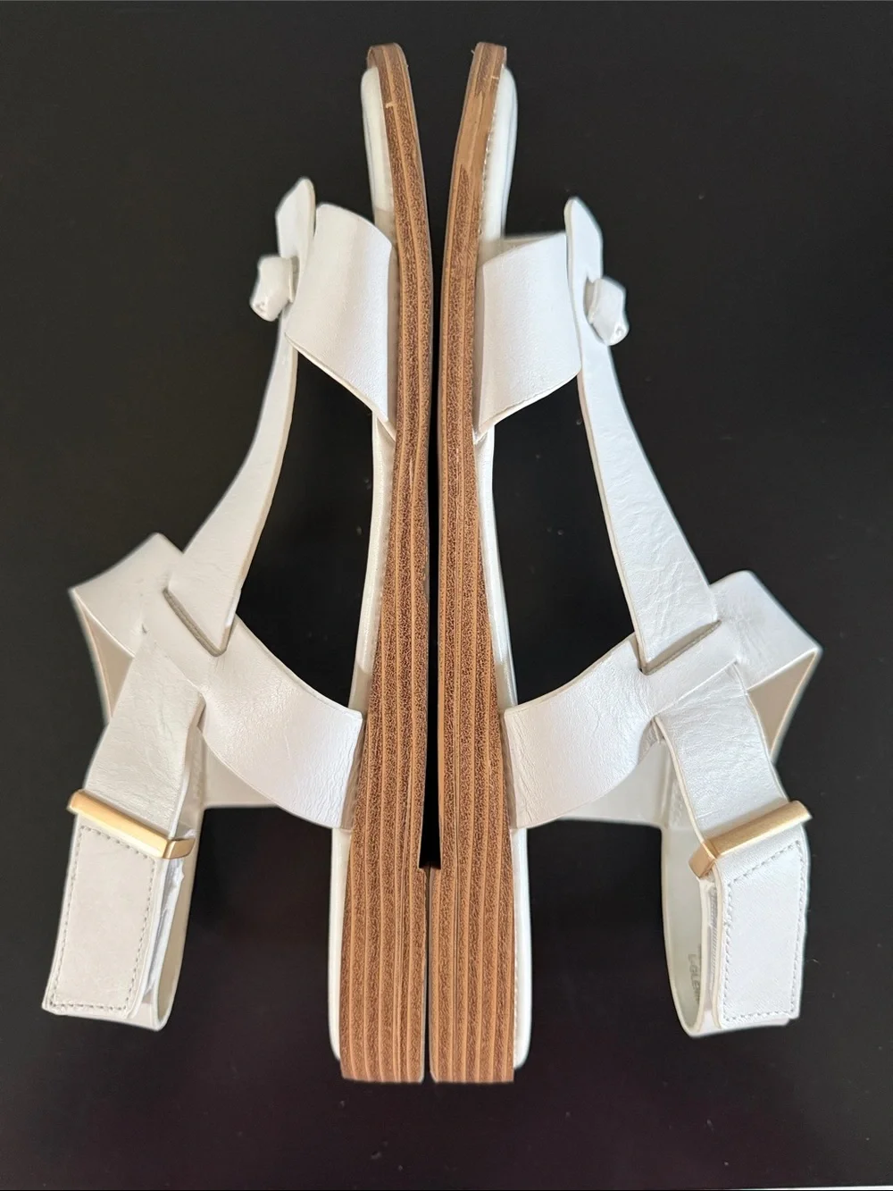 Franco Sarto Glenni White Leather T-Strap Sandals